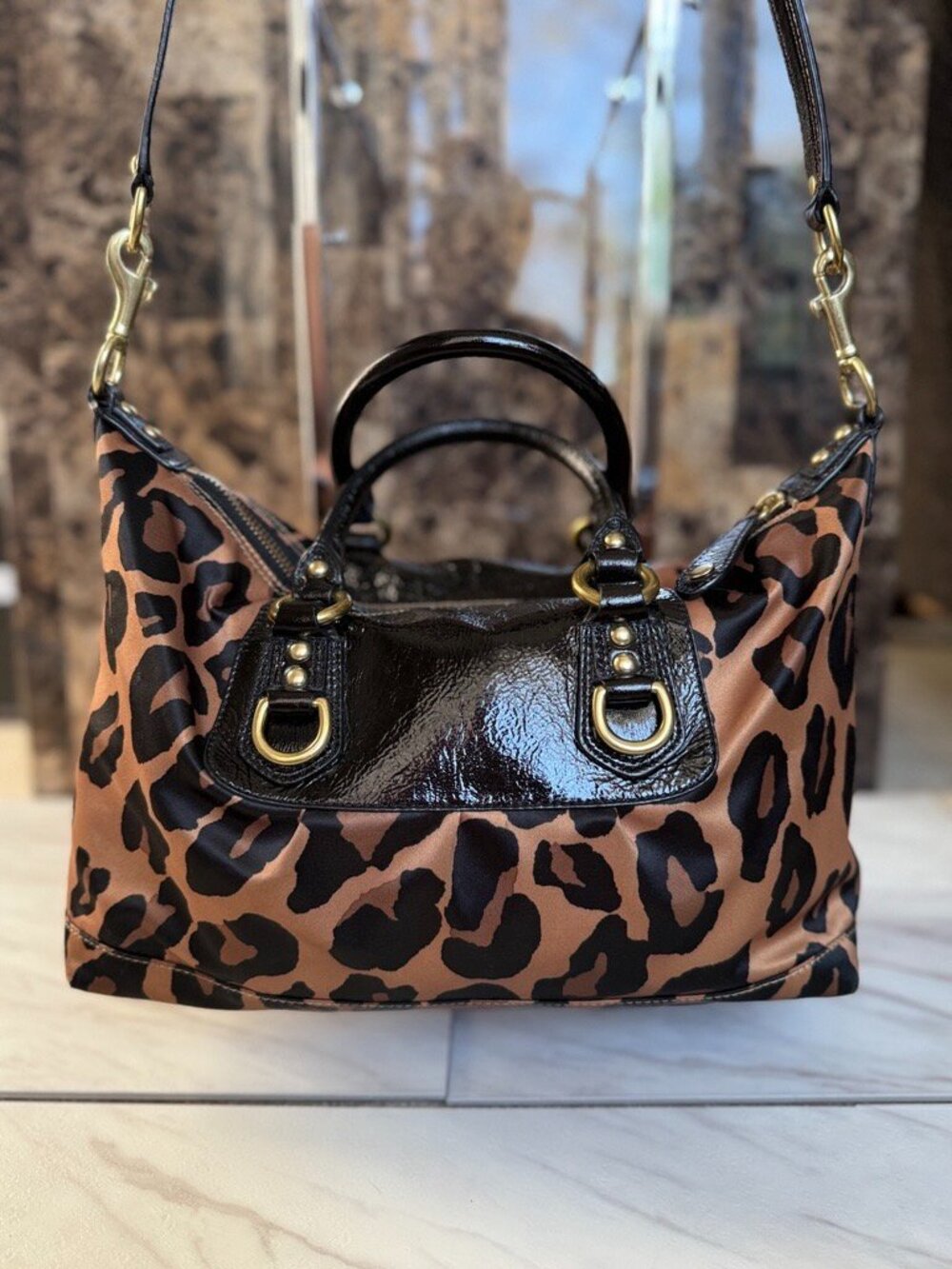 RARE & VINTAGE Coach Madison Sabrina Ocelot Satchel & Matching Wristlet - Picture 6 of 9